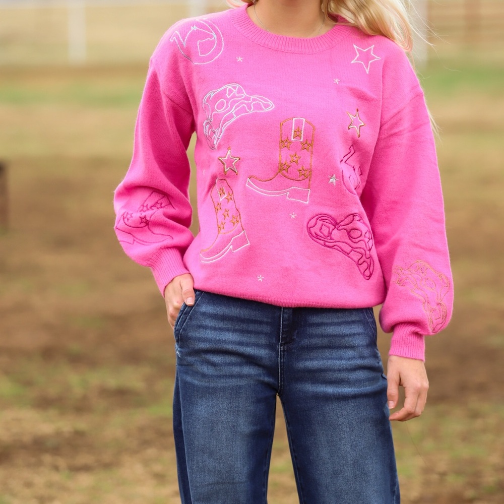 Pink western Sweater